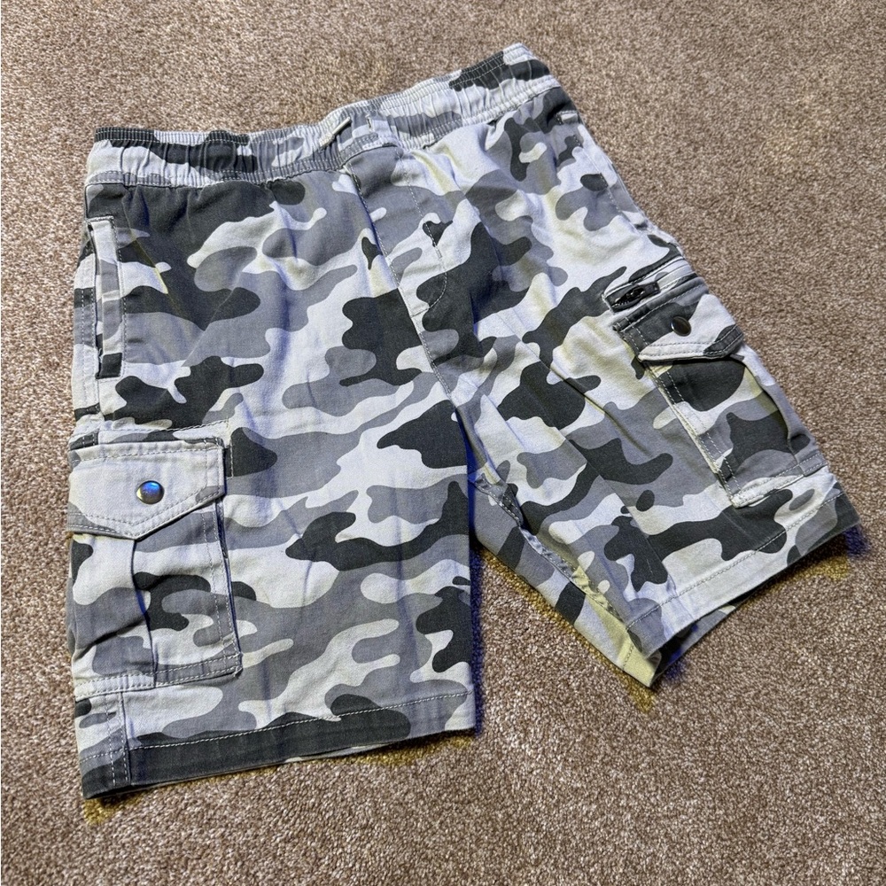 Gray Camouflage Cargo Shorts for Men